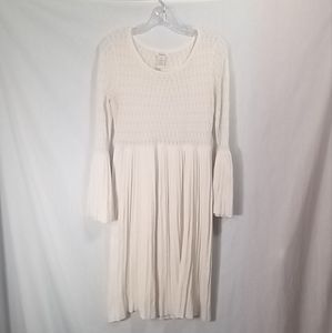 Sundance Off White Josalyn Silk Blend Crochet Bell Sleeve Sweater Dress Size M